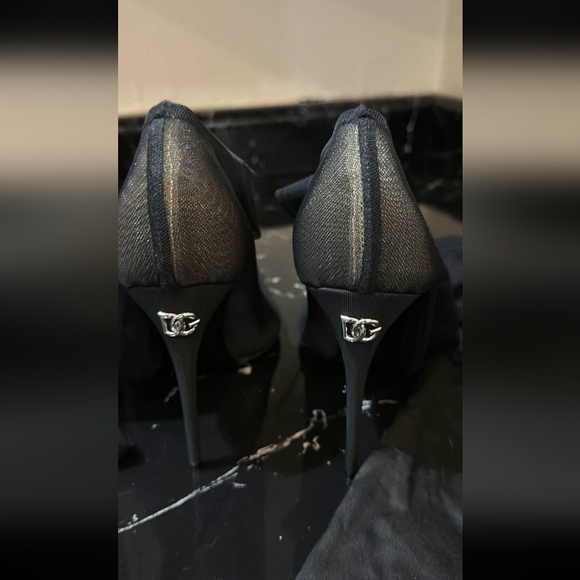 Dolce & Gabbana Black Tulle Thigh-High Boots Size 40 ABOUT 9 - Picture 13 of 14